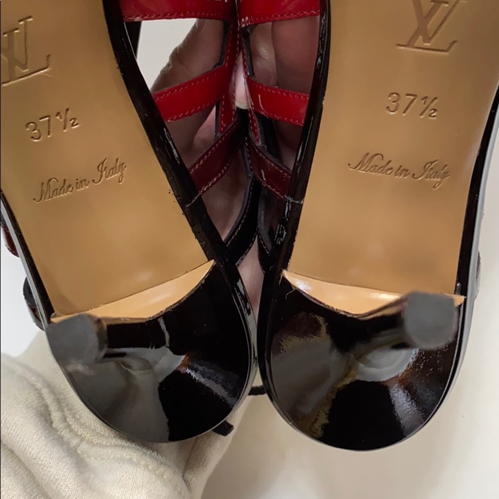 Louis Vuitton open toe red heels size: 37 1/2 - Picture 14 of 14